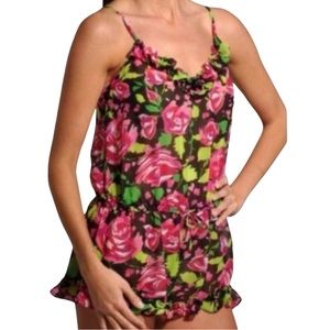 Betsey Johnson Intimates Electric Circus Roses Chiffon Romper